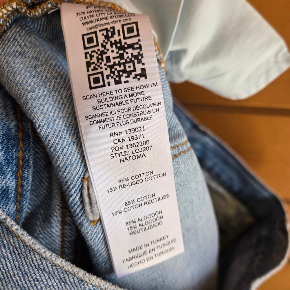 Frame Le Garcon Boyfriend Jean Distressed Natoma Wash 26 Light Blue Denim Boho - Picture 6 of 6